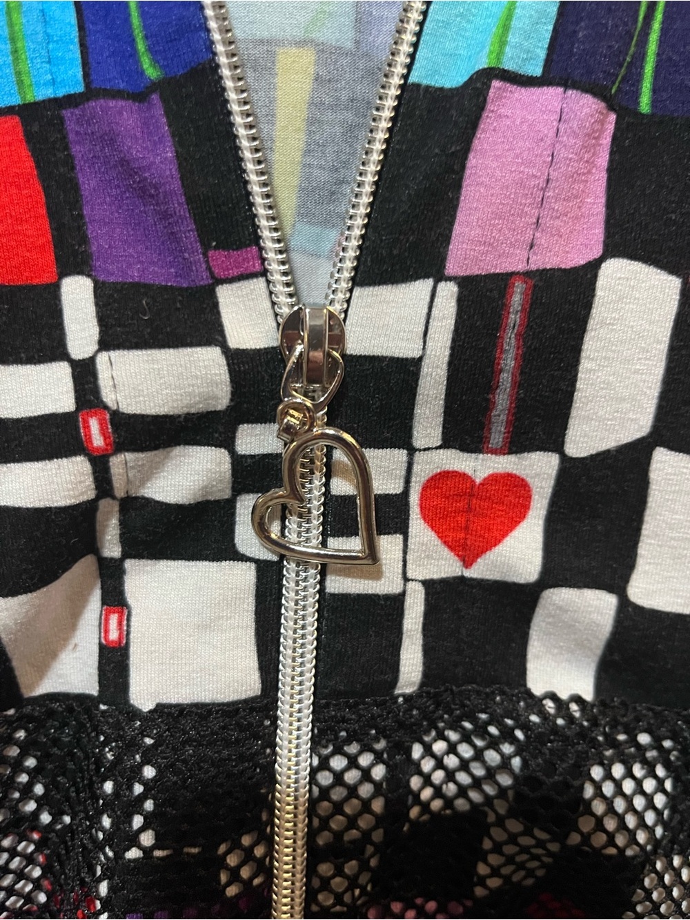 Dolcezza Pattern-Block Zip-Up Hoodie Jacket - Bold Geometric & Floral Art - Picture 8 of 9